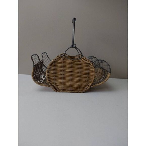 Basket Teapot-shaped Rattan and Metal - Picture 2 of 6